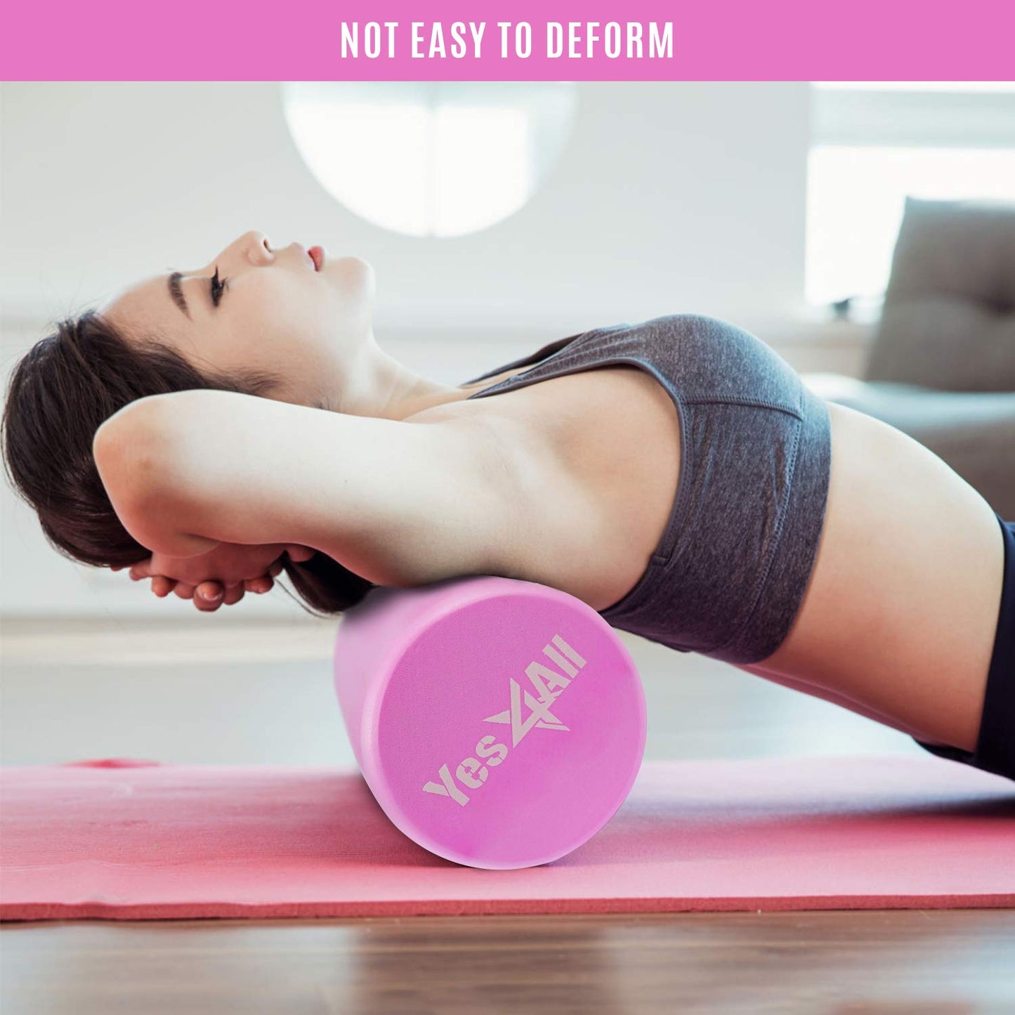 Yes4All Medium-Density Round EVA Foam Roller 36in and Foam Roller Rack for Physical Activities & Muscle Massage