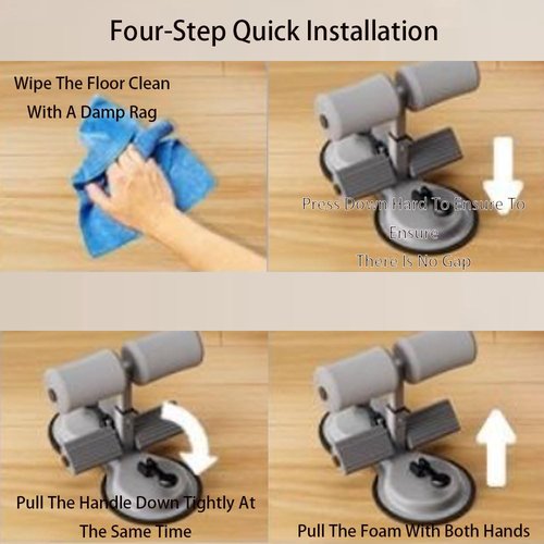 Ab Training Auxiliary Device, Double Suction Cup Adjustable Home Sit-Up Exercise Equipment, Multi-functional Fitness Equipment for Home & Gym (double suction cup + double rod + tension rope(black))