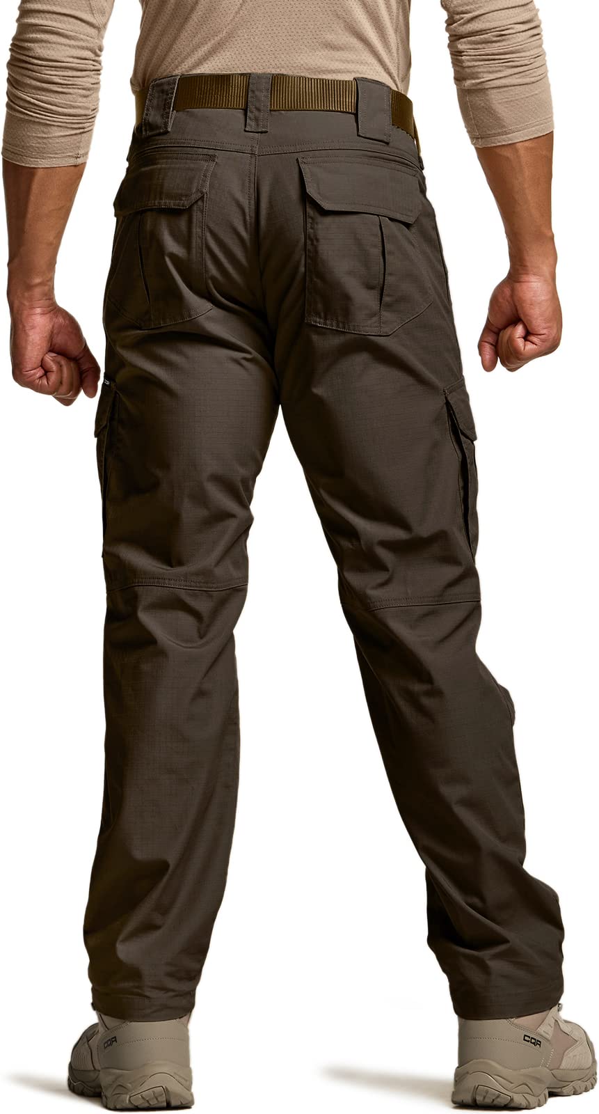 CQR Men's Tactical Pants, Water Resistant Ripstop Cargo Pants, Lightweight EDC Work Hiking Pants, Outdoor Apparel, Duratex Mag Pocket Dark Brown, 32W x 32L