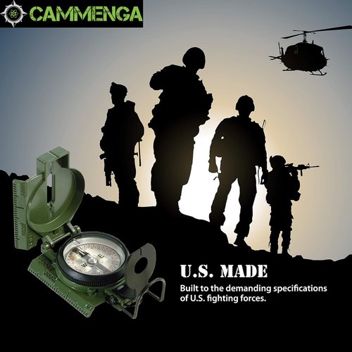 Cammenga Compass Military Grade Phosphorescent - Lensatic Compass Shock, Sand, and Waterproof, Tactical, Navigation - Made in The USA
