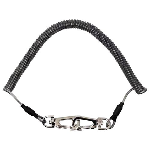 Aginkgo 5Pcs Fishing Lanyard Retractable Coiled Steel Wire Inside with Carabiner and Split Ring Heavy Duty Coiled Lanyard Stretched to 6.56ft for Kayak Paddle Leash Pliers Boating Tools