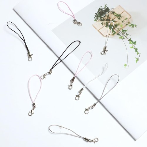 Gallipower 120 Pcs Phone Charm Straps,Small Lanyard,Cell Phone Straps Charm,Phones Charms Kit With Lobster Clasp,Keychain String,Keychain-Straps,DIY Jewelry Mobile Accessories