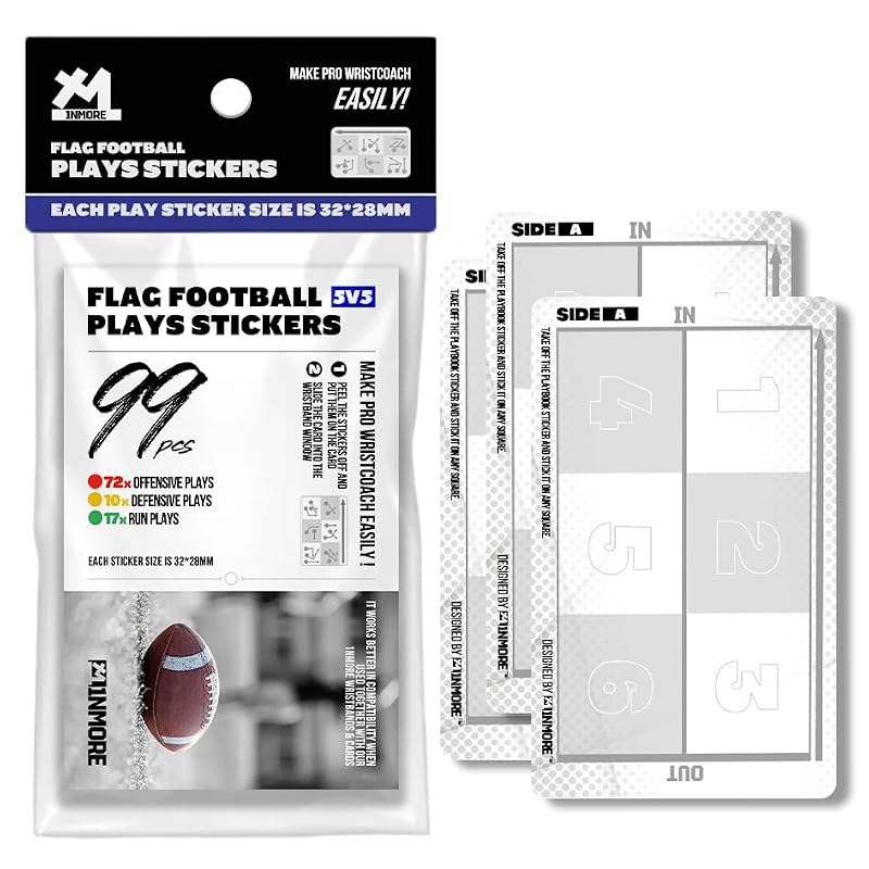 Youth Football Playbook Wristbands with 99 Tactic Stickers - 5 on 5 & 3 Cards Variation
