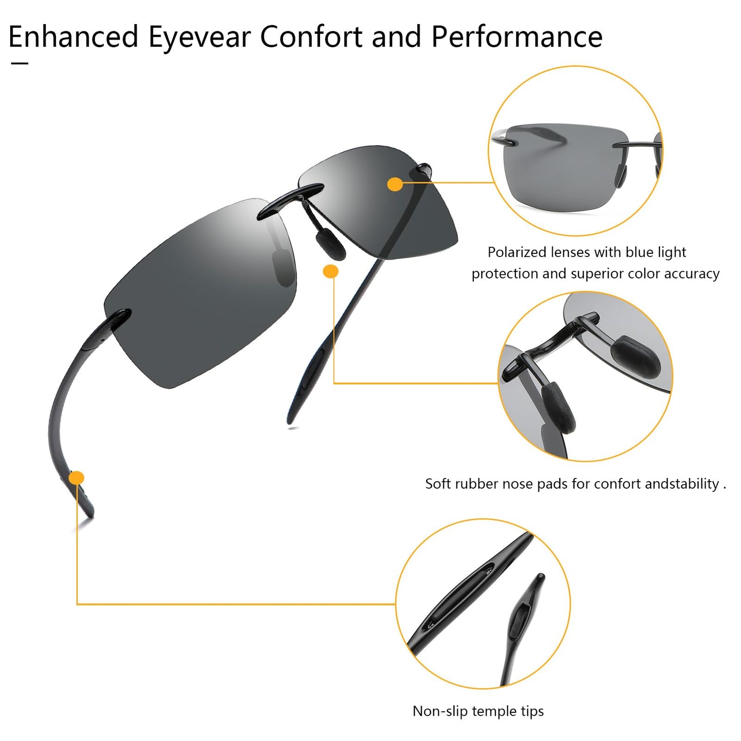 PEEPAI Polarized Sunglasses for Men and Women, Lightweight and Durable Sports Sunglasses with UV Protection for Driving Fishing Golf - Black
