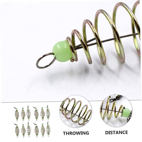 Garneck 24 Pieces Olive Shape Spring Bait Fishing Glow Carp Cage Bait Cage Carp Fishing Equipment Accessories