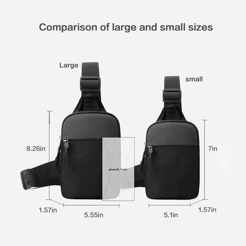 Mini Crossbody Bag – Waterproof Waist Pack with Dual Pockets for Men & Women, Hands-Free Running Fitness Travel Phone Holder, Adjustable Strap for Gym, Hiking, Outdoor Activities Large Black