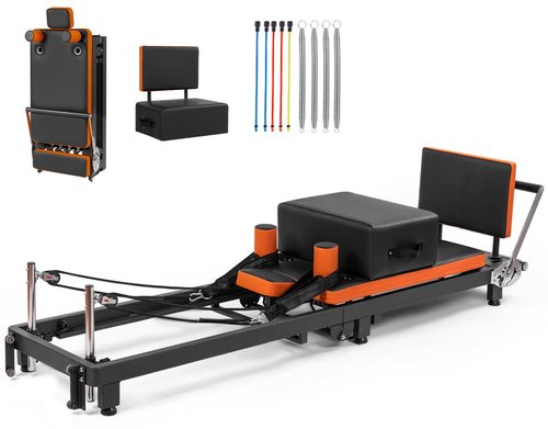 CNDUOLCAO Pilates Reformer Machine 79" Foldable Pilates Reformer with Pilates Box & Jump Board, Home Pilates Equipment for Strength Training, Compact Foldable Design for Home Gym, Studio & Fitness