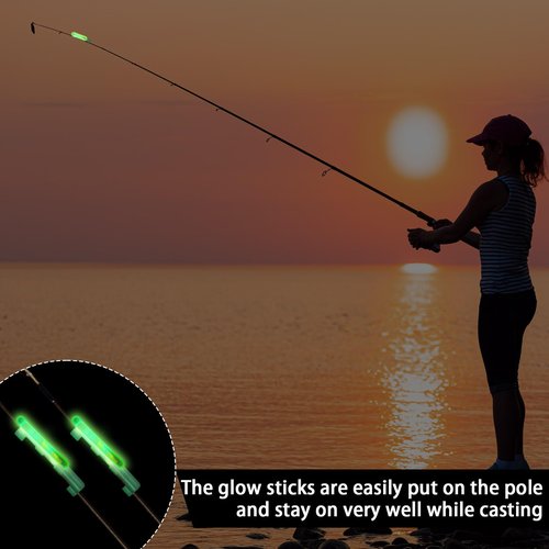 Soulchen 350 Pcs Clip on Fishing Glow Sticks Bulk for Rod Tips 1.5 Inch Mini Glow in The Dark Stick for Fishing Poles Green Small Fishing Glow Rods for Night Fishing