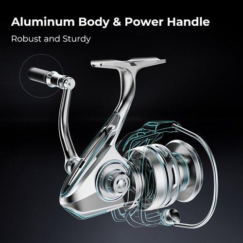 Piscifun NautiX Spinning Reel, Aluminum Spinning Fishing Reel, CNC Aluminum Gear, 26LBs Max Drag, 8+1 Sealed BB, 6.0:1 Gear Ratio, Smooth Powerful Freshwater Saltwater Reel, 4000 Series