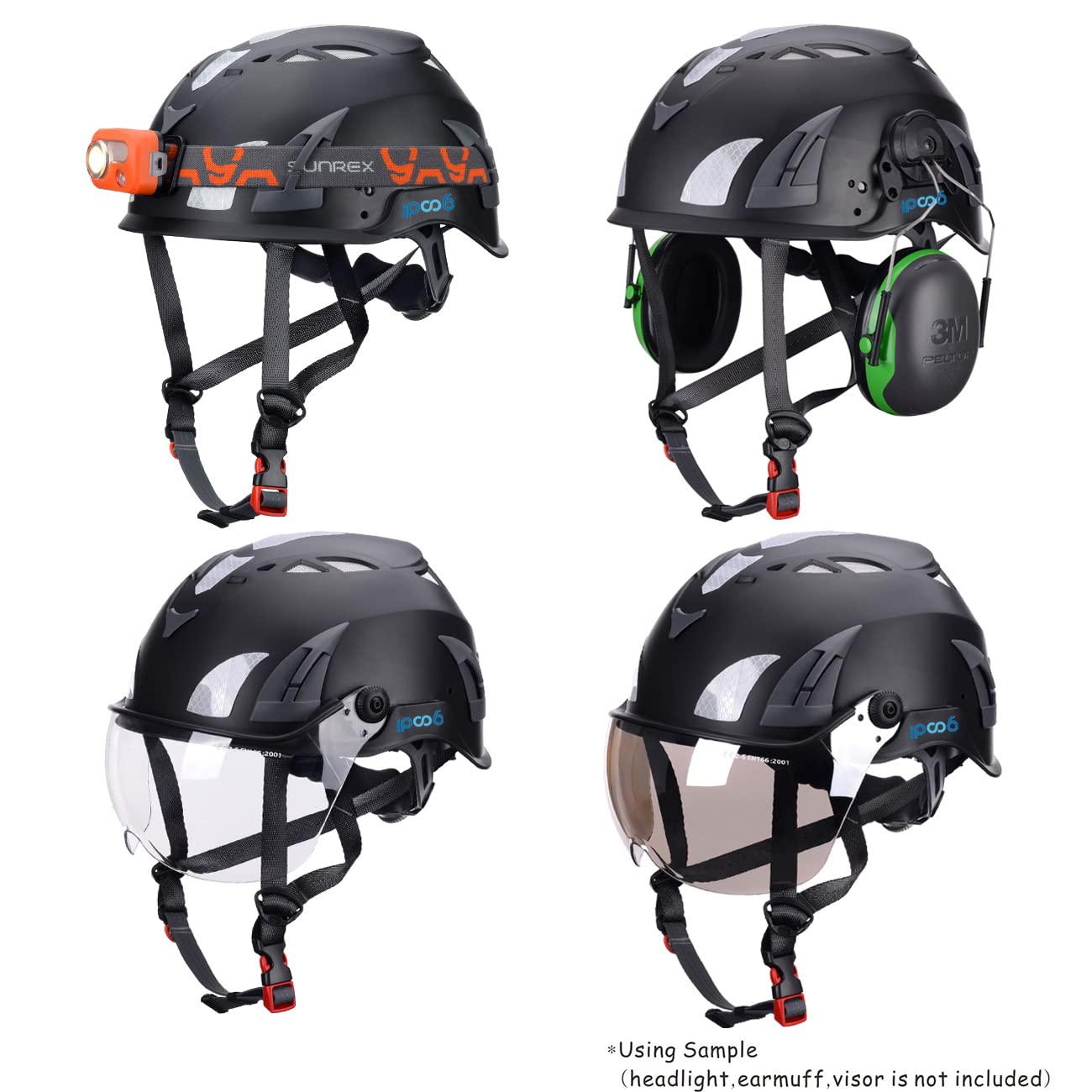 ipoob Adult Safety Hiking Climbing Caving Work Helmet (Large, Black)