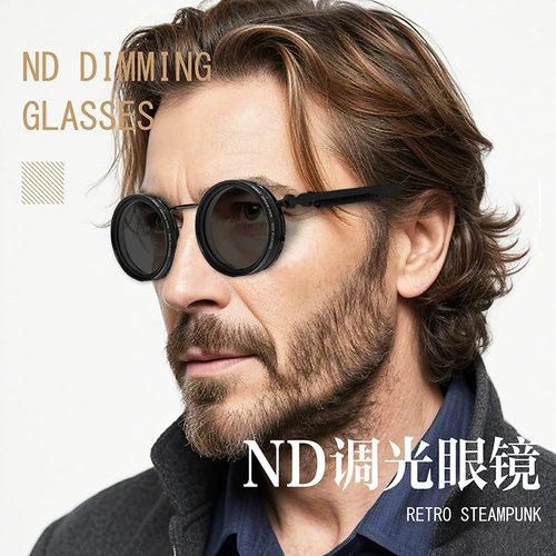 Loycco Hand Made Nd-400 1-9 Gears Round ND9 Adjustable Dimming Men Sunglasses fpr women UV400 Filter Diving Fishing Polarized Sunglasses