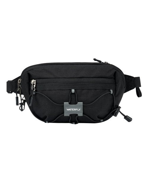 WATERFLY Lightweight Small Fanny Pack: 1.5L Mini Slim Crossbody Waist Belt Hip Bag with RFID Blocking, Anti-Theft & Water Resistant Pouch for Women Men Travel Hiking Running Walking EDC - Black
