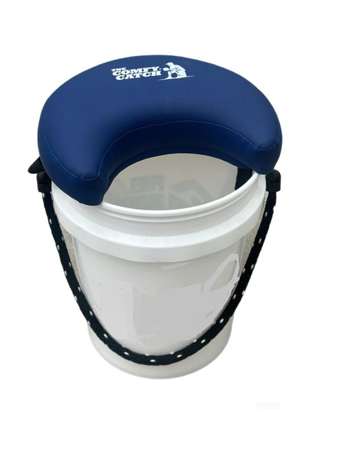 Comfy Catch Padded Seat Cushion, Portable Storage Solution with Access Cutout, Fits 5 Gallon Buckets (Navy)