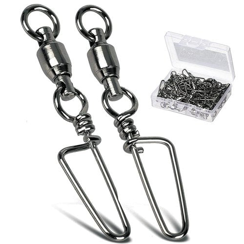 AMYSPORTS Saltwater Connector Fishing Snap Swivel High Strength Snaps Swivel Freshwater Ball Bearing Fishing Swivels Stainless Steel Corrosion Resistant Black Nickel 25pcs 31lbs