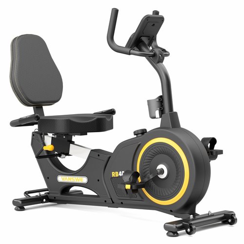VANSWE Recumbent Exercise Bike, Recumbent Stationary Bikes for Home 400 LBS Weight Capacity, Exercise Bike for Home Seniors with Smart App and Bluetooth Connectivity, LED Display, Pulse Handle (Yellow/Black)