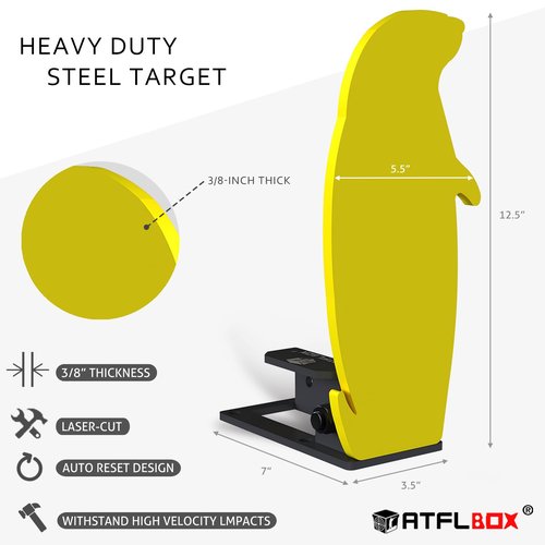 Atflbox 3/8'' AR500 Auto Reset Target, 12.5x5.5 inch Prairie Dog Silhouette Classic Popper Steel Shooting Target for Shooting Range, Suitable for Pistol, Rifle, Handgun, Shotgun, Rimfire (2 Pack)