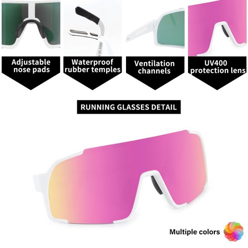 OULAIQI Baseball Sunglasses for Men Women,Sports Cycling Glasses for Running Driving Fishing Volleyball Mountain Bike Sunglasses with UV Protection (WHITE PINK)