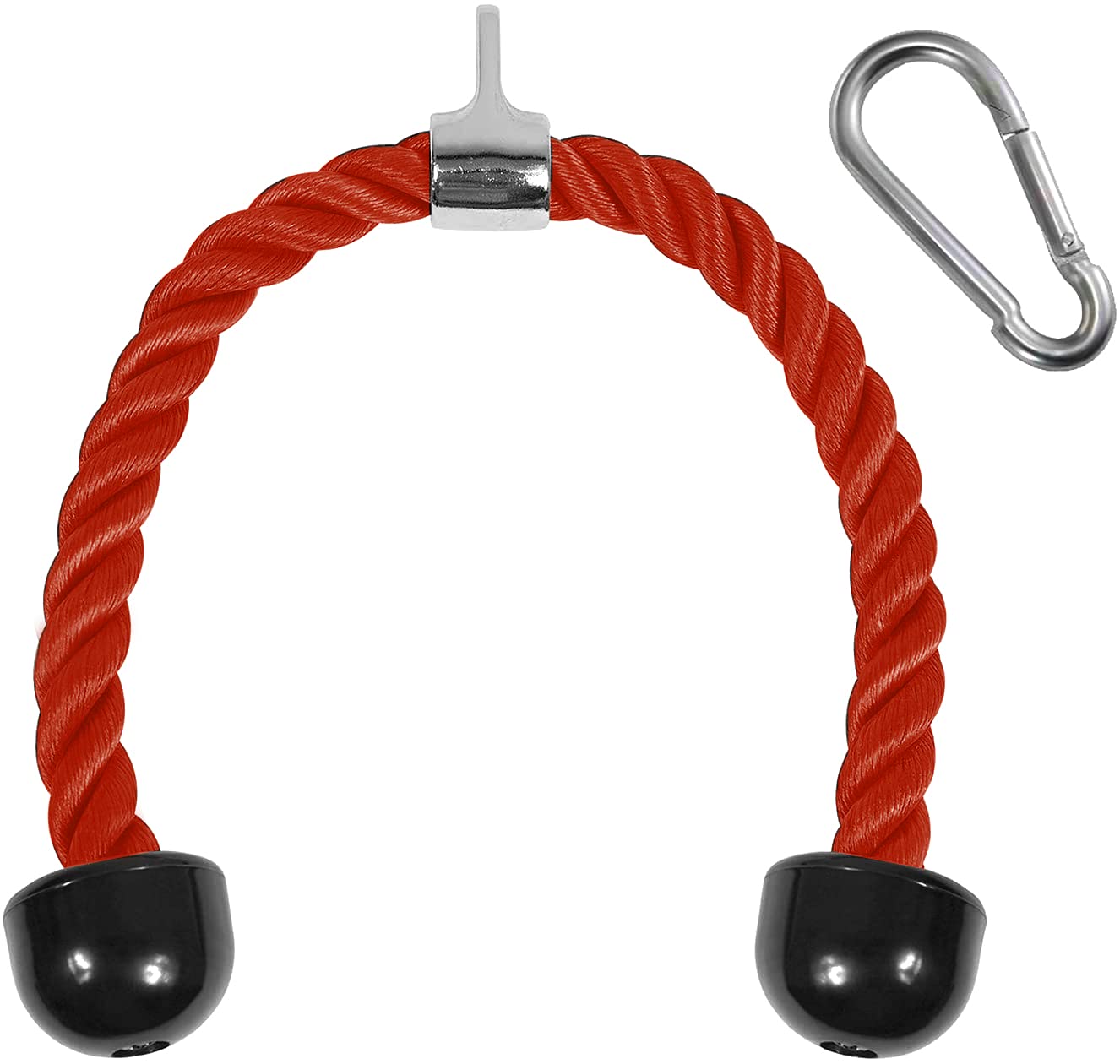 Yes4All Deluxe 36" Red Tricep Rope with Carabiner, Exercise Machine Attachments, Pulley System Pull Down Rope, LAT Cable Attachment for Row Machine & Cable Machine