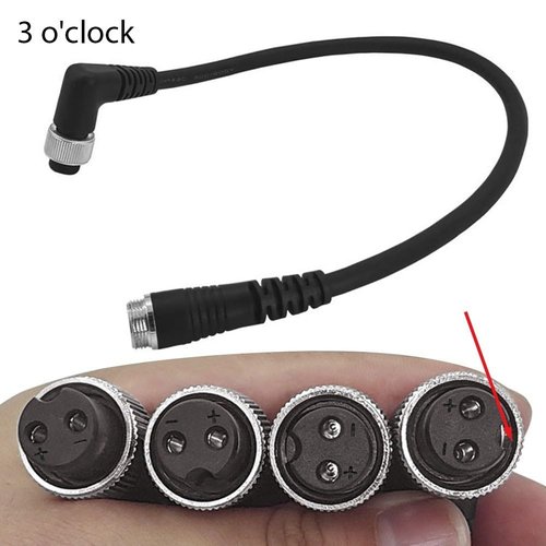 Fishing Reel Battery Power Cable for DAI-WA Elbow 2 Hole Power Cord Adapter 45cm Black PVC Copper Wire(6 Oclock)