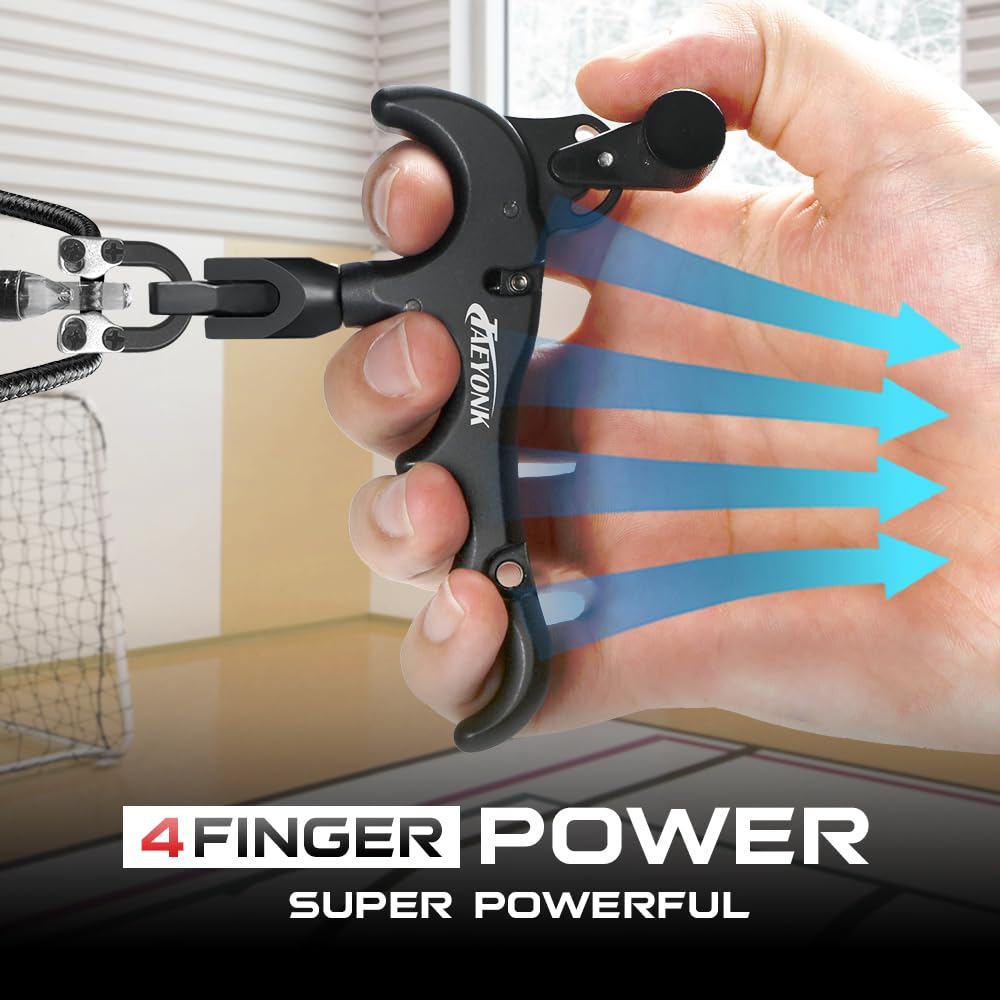 Bow Release for Compound Bow,Aluminum 360°Rotatable Black 4 Finger Archery Thumb Release Trigger,Thumb Release for Compound Bow Release,Bow Thumb Release,Archery Release Aids for Youth or Adults