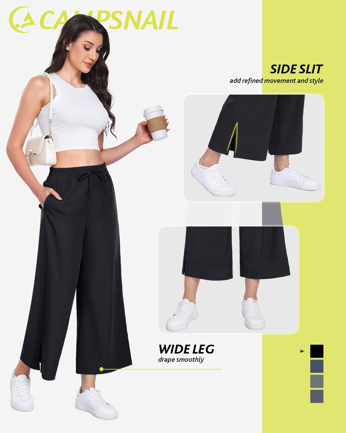 CAMPSNAIL Wide Leg Pants Women - 25"/29" Casual Summer Capri Sweatpants Lightweight Yoga Pants for Dress Travel Business Work