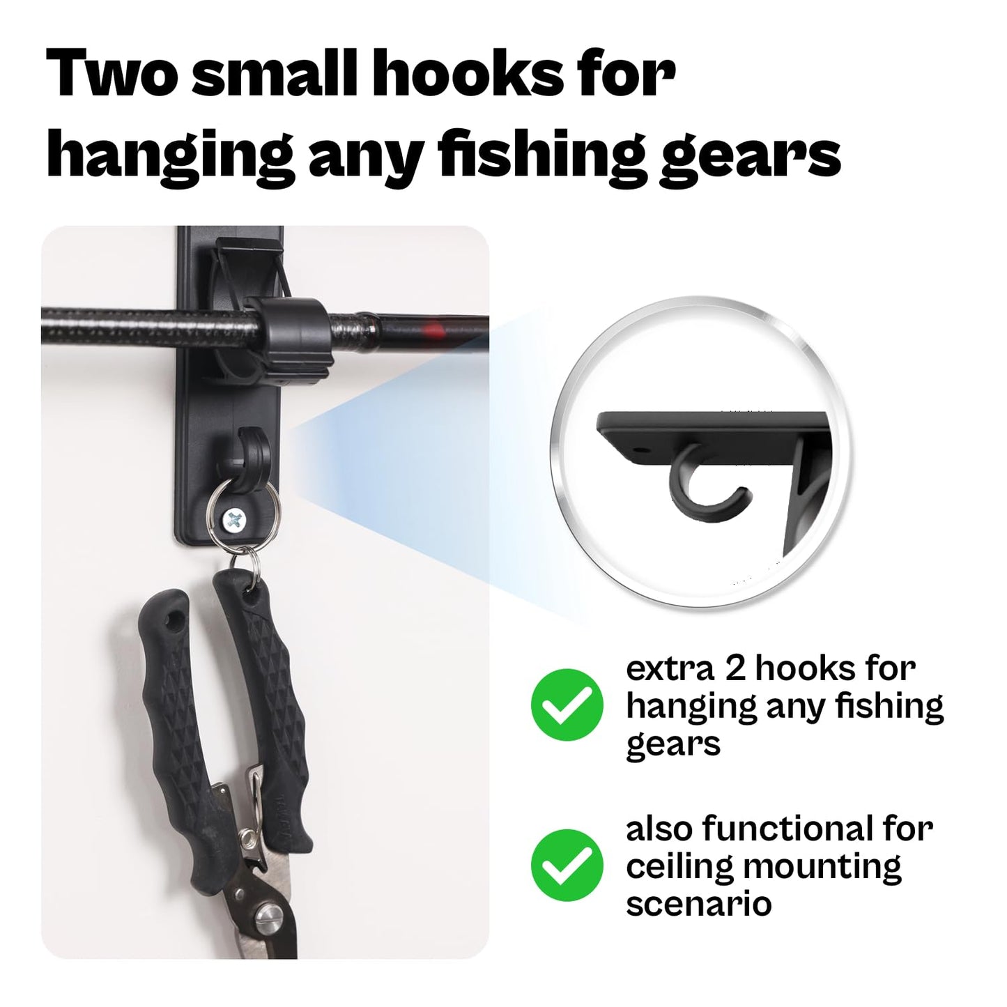OJYDOIIIY Wall Mount Fishing Rod Holders,Horizontal/Ceiling Fishing Pole Storage Rack for Garage