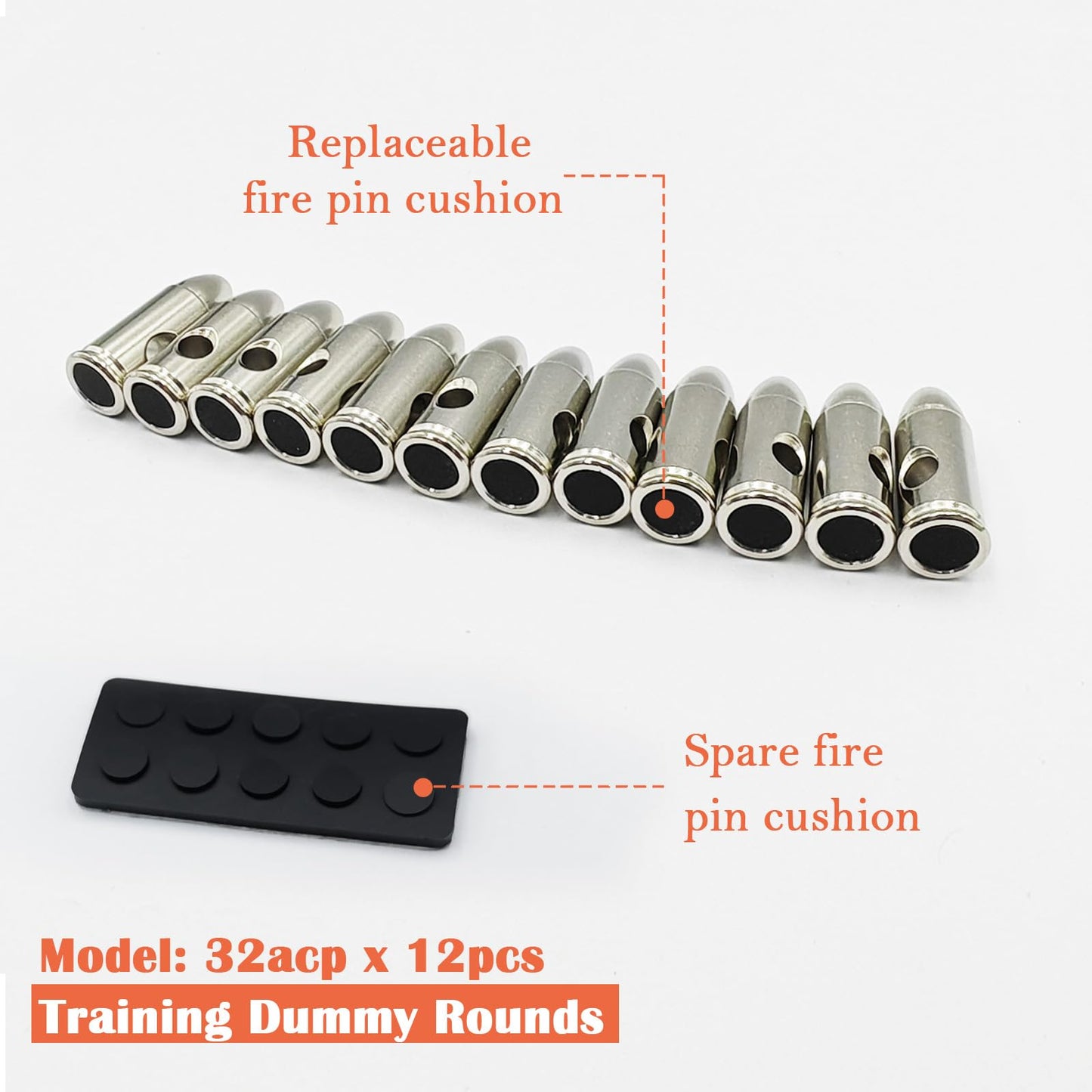 Bayattoo 32 ACP Steel Safety Practice Rounds Action Trainer 7.65×17mm Dummy Round Dry Fire Training Snap Cap (12pk)