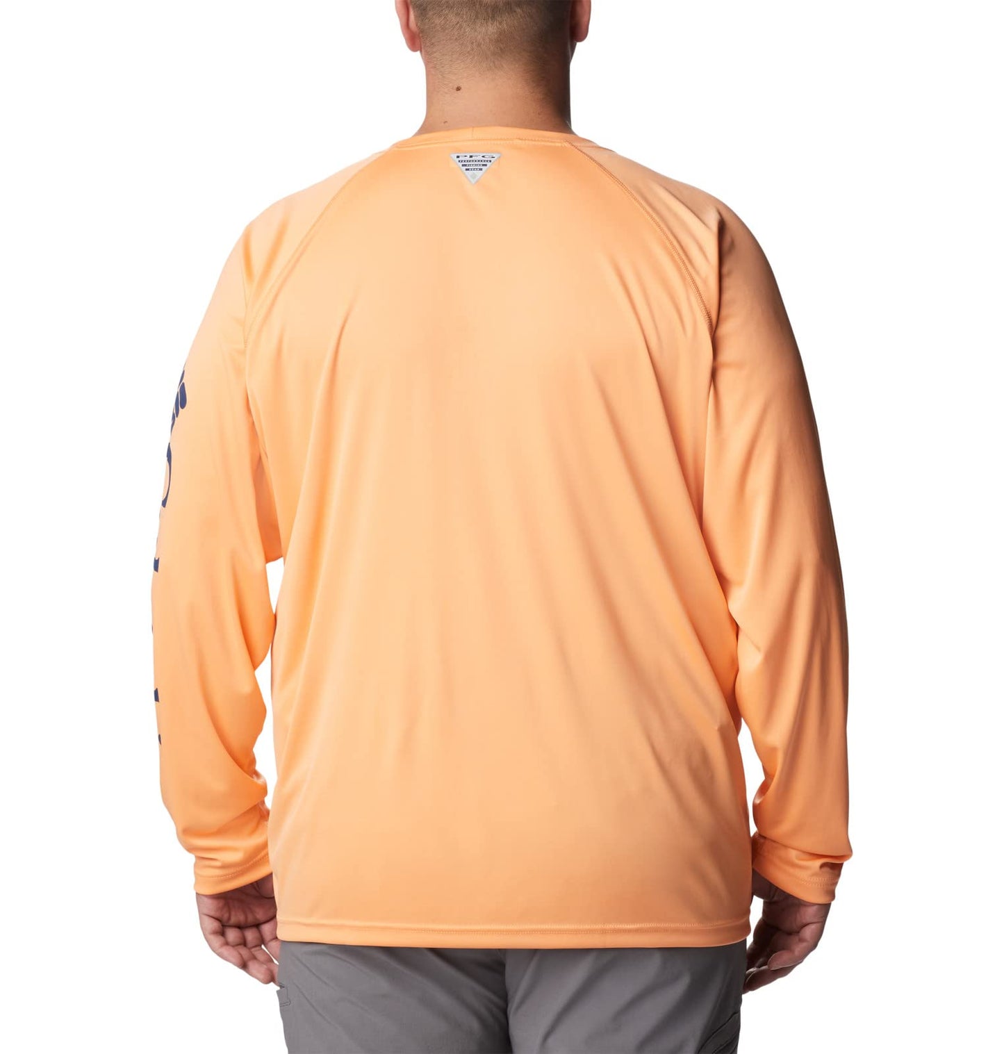Columbia Men's Terminal Tackle Long Sleeve Shirt, Bright Nectar/Carbon Logo, 1X Big