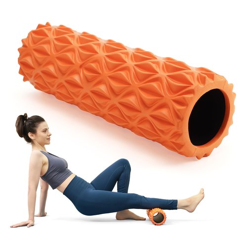 Zmarthumb Foam Roller - 15 inch Deep Tissue Massager for Muscle Massage, Myofascial Trigger Point Release, Exercise, Yoga, Pilates & Stretching(Orange)