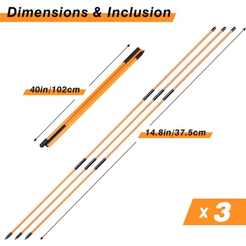 BIRDIEBLAST Professional 3 Pack Collapsible Golf Alignment Sticks, Premium 40" Alignment Golf Stick Ideal for Aiming, Putting and Swing Practice (Orange)