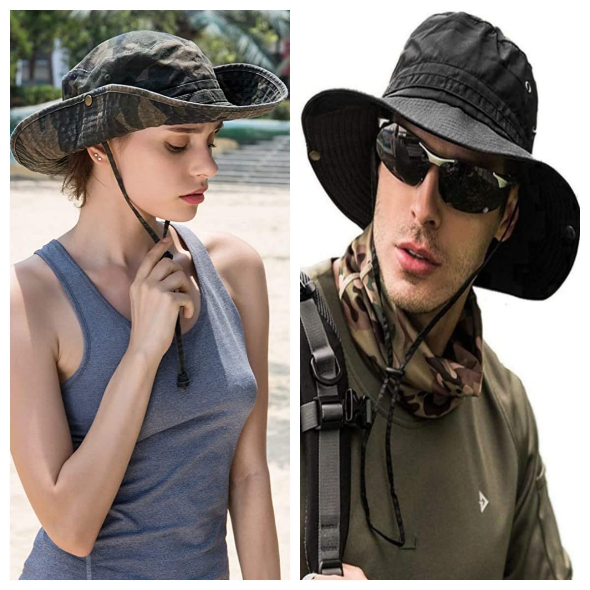 Sun Hats for Men Women Bucket Hat UPF 50+ Boonie Hat Foldable UV Protection Hiking Beach Fishing Summer Safari(1pack-Beige-2)