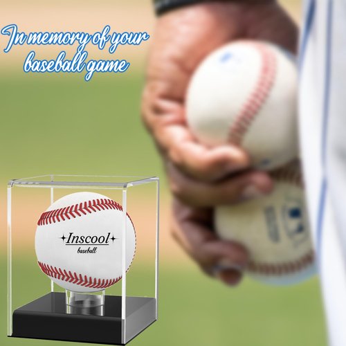 Inscool Acrylic Baseball Display Case, UV Protected Clear Display Cube, Memorabilia Baseball Case (Rounded Base)