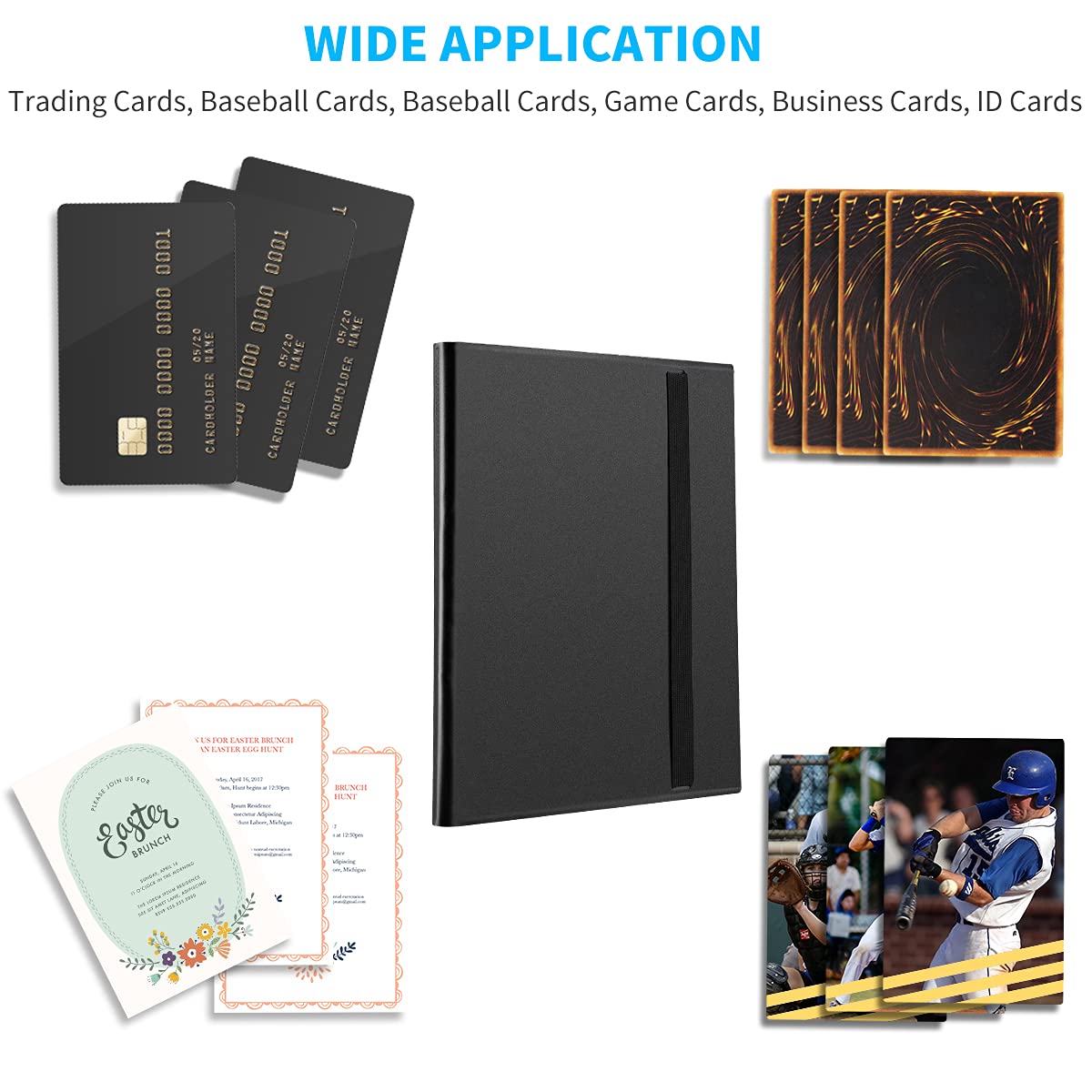 JIQEZNL Card Binder, 360 Pockets Upgraded Trading Card Binders, Cards Collection Binder 9 Pocket, Side Loading Yugioh Binder Book Holder for MTG, TCG, Sport, Football, Baseball Collector Cards - Black