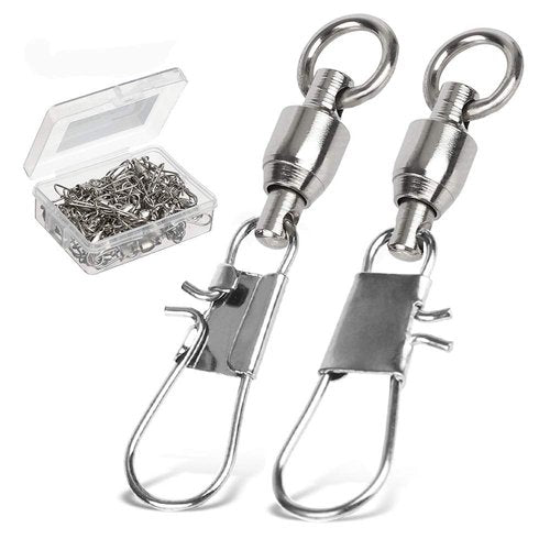 AMYSPORTS Fishing Swivels with Interlock Snap Ball Bearing Swivels Saltwater Freshwater Fishing Tackle Leader Lure Jigs Line Connector 25pcs 20lbs