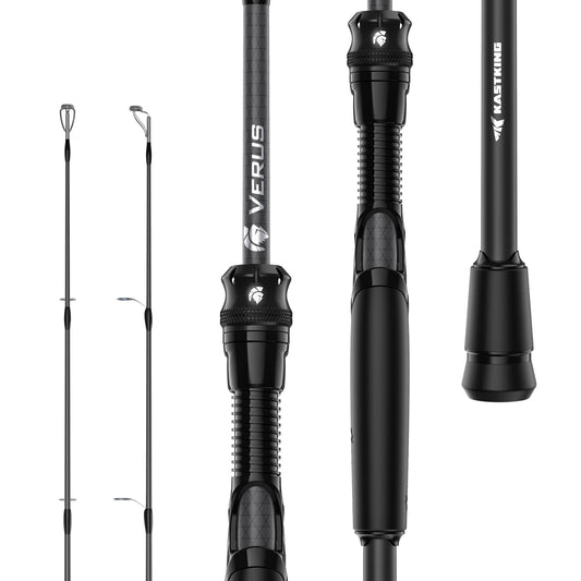 KastKing Verus Performance Spinning & Casting Fishing Rod with Extra Tip, Lightweight KastFlex IM6 Graphite, FazLite Rings Guides, EVA Grip, PTS Power Transition System, Spin, 7'6", MH
