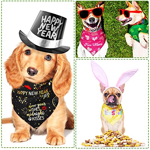 Cute Holiday Dog Bandanas Set - Adjustable Washable Large Dog Accessories