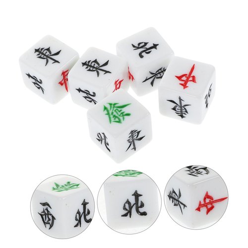ERINGOGO 5pcs Portable Mahjong Dice Acrylic Dice Set Mahjong Wind for Party Game