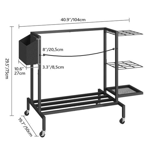 MAHANCRIS Golf Bag Organizer for Garage, Golf Bag Storage Stand Fits 2 Golf Bags, Freestanding Golf Club Holder for Garage, Shed, Home, Basement, Other Golfing Equipment Accessories, Black BEBK17501