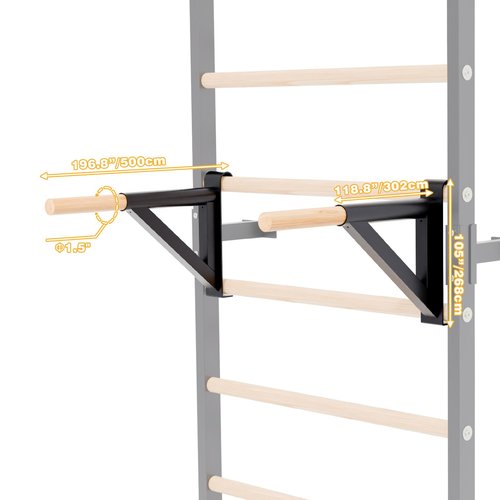 Gsskny Adjustable Dip Bar Attachment for Swedish Ladder | Non-Slip Double-Bar Handles | Heavy Duty Parallel Bars | Quick-Install Dip Bars Height & Width Adjustable, 330lb Capacity