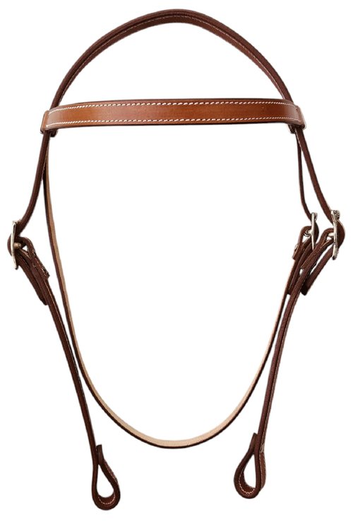 WEMBILS Western Leather Latigo Browband Headstall Double Stitched Brown Bridle for Horse, Equestrian Gifts for Horses (Tan)