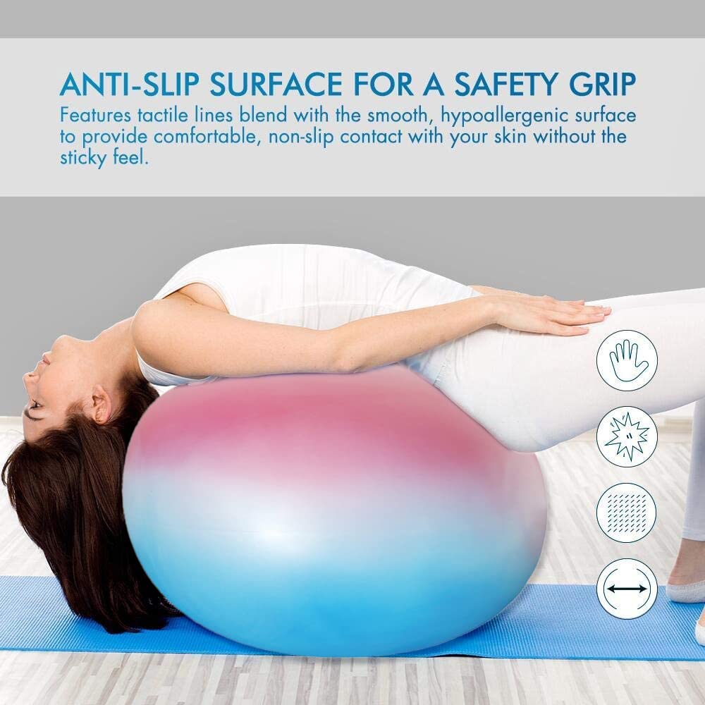 NEUMEE 65cm Exercise Ball with Pump, Anti-Burst Non-Slip Stability Ball for Yoga Pilates Balance Workout Pregnancy and Physical Therapy Home Office Use