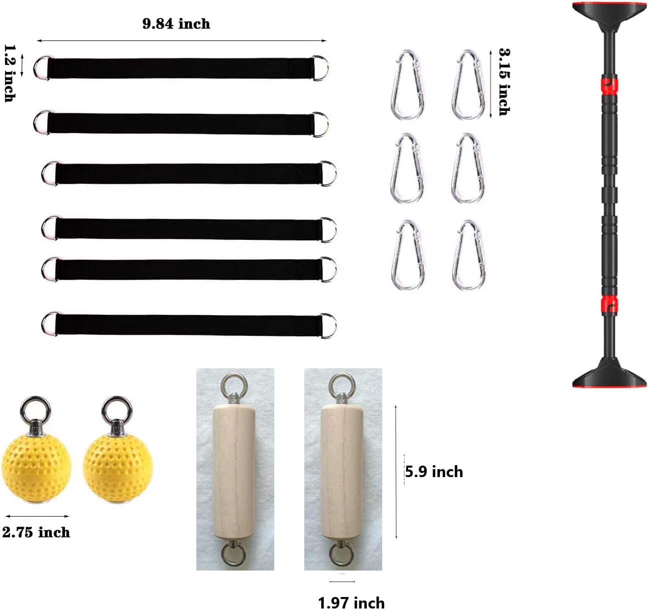 2 Pull Up Grips and 2 Balls,with Doorway Pull Up Bar Sets，Multi-Use NO Need Punch Adjustable Fits 24 to 36 inch Door Frames,Rock Climbing Holds Training,Finger Strengthener，Ninja Warrior