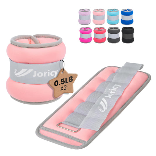 Ankle Weights, Wrist Leg Arm Weights for Women Men Kids with Adjustable Straps, Strength Training Weighted for Jogging, Running, Walking, Fitness, Gym Workout - 1LBS Pair (0.5 LB Each Weight), Light