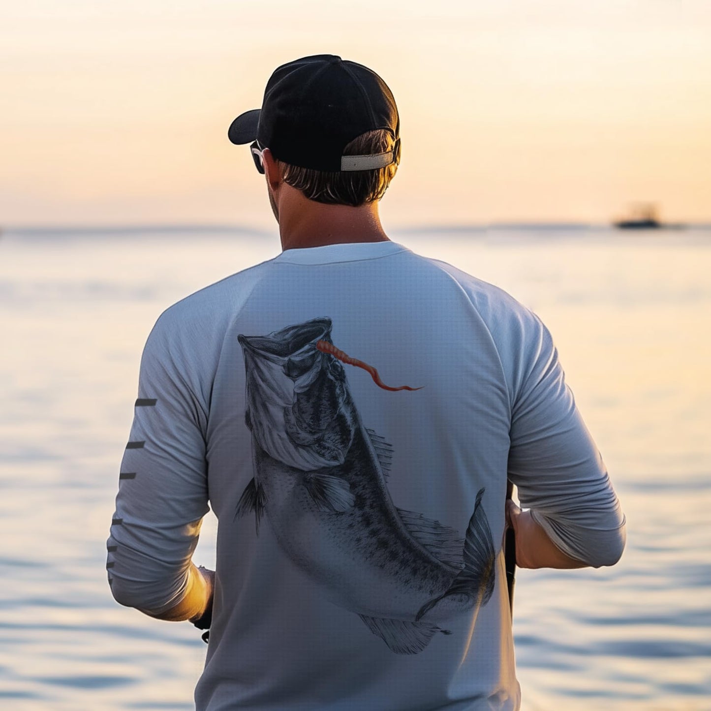 Palmyth Fishing Shirts for Men Long Sleeve UPF 50+ T Shirt Sun Protection Tee UV T-Shirts Gray Largemouth Bass XL