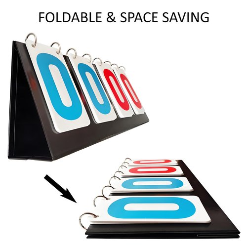 SUNIVOLSY Scoreboard, 4 Digits Portable Score Keeper Counter Flipper for Football Basketball Tennis