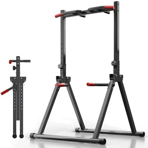Klismos Foldable Pull Up Bar Station, Adjustable Multifunction Power Tower Dip Bar Station Home Gym Strength Training Workout Equipment for Pull-up Push-up Dips