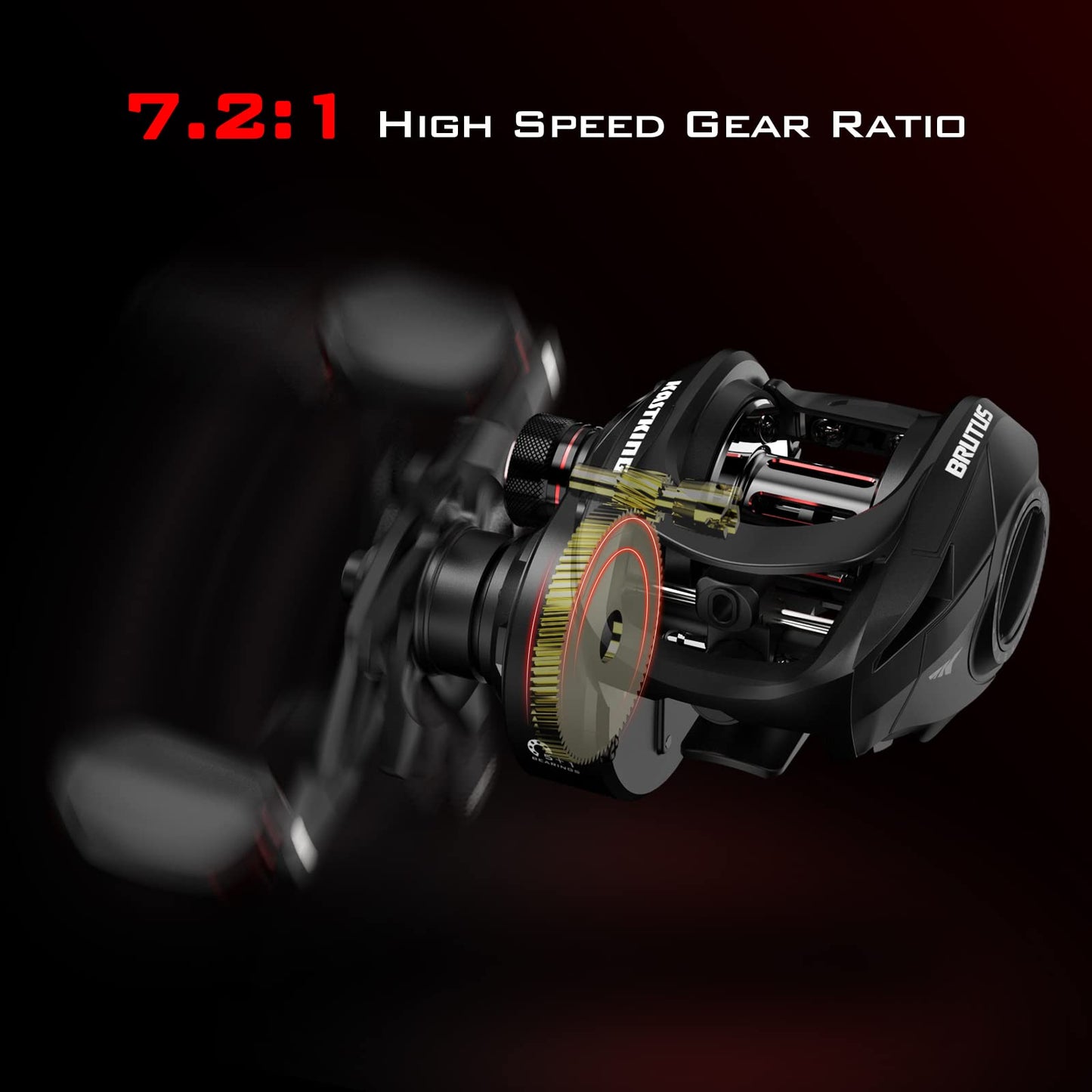 KastKing Brutus Baitcasting Fishing Reel, 7.2:1 Gear Ratio, Right Handed