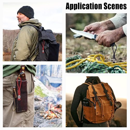 HOBBIESAY 2PCS EDC Knife Parachute Lanyards Tactical Knife Paracord Ropes Skull Parachute Lanyards Paracord Pocket Knives Lanyard Red and Black Braid Parachutes Lanyard for Knives Attachment Gadget
