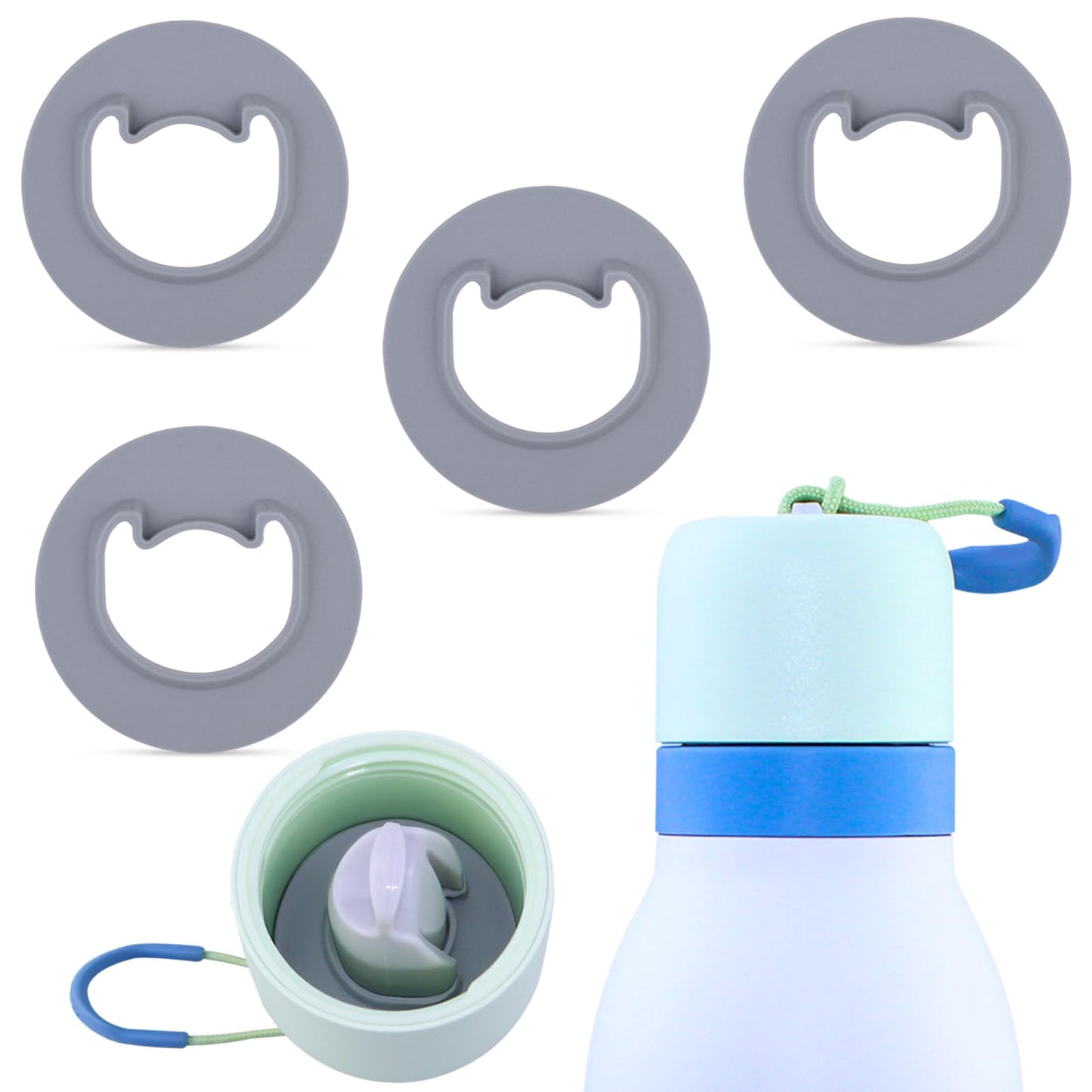 BMSQOFD 4pcs Replacement Stopper for Owala FreeSip Twist 18oz 24oz,Water Bottle Top Lid Gasket for Owala FreeSip Twist Series Seal Bottle Cap Mouth Stopper Part Accessories (Gray)