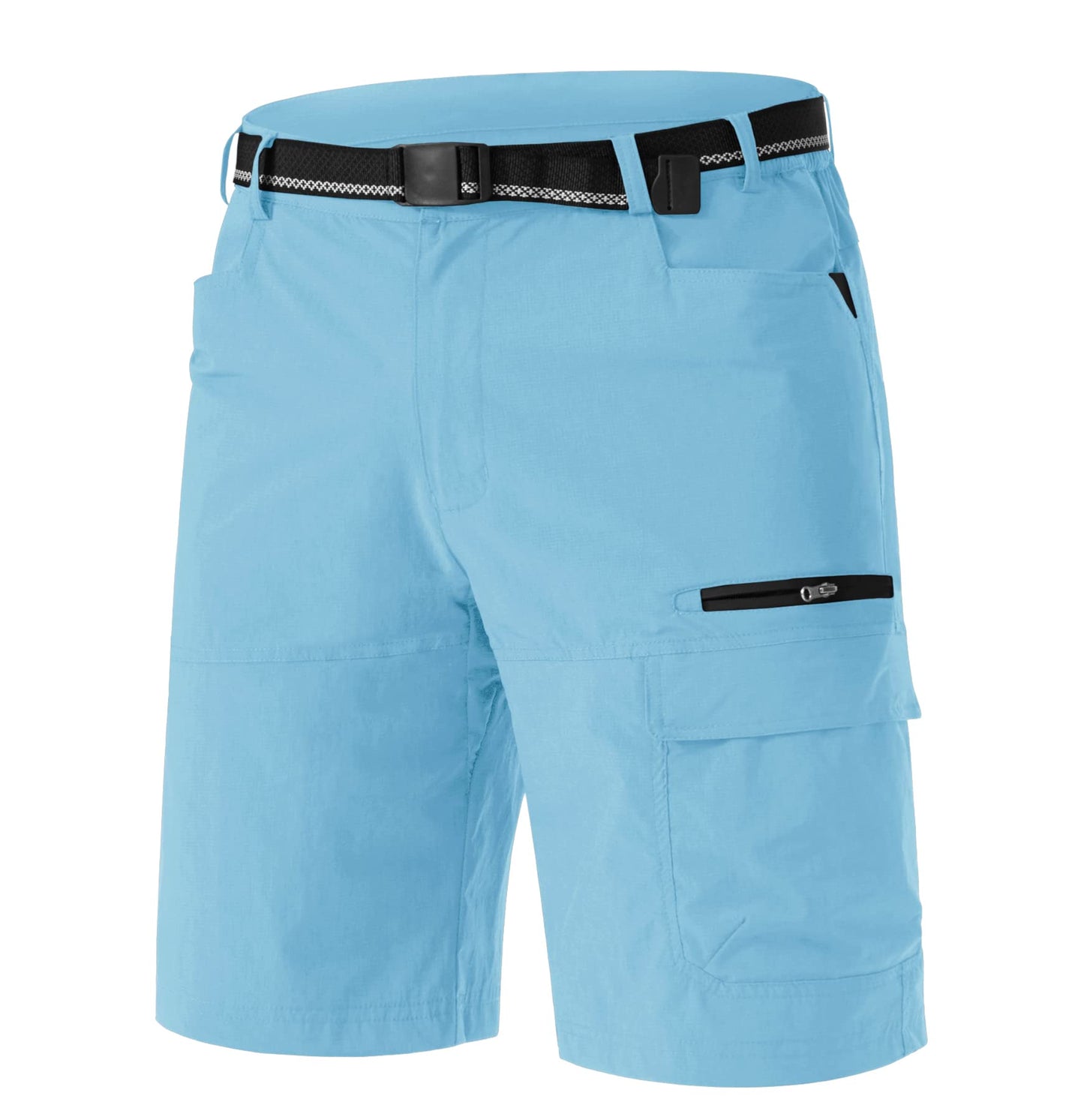 TACVASEN Mens 10" Hiking Shorts Golf Outdoor Lightweight Quick Dry Summer Casual Dress Fishing Shorts with Zipper Pockets Sky Blue 32